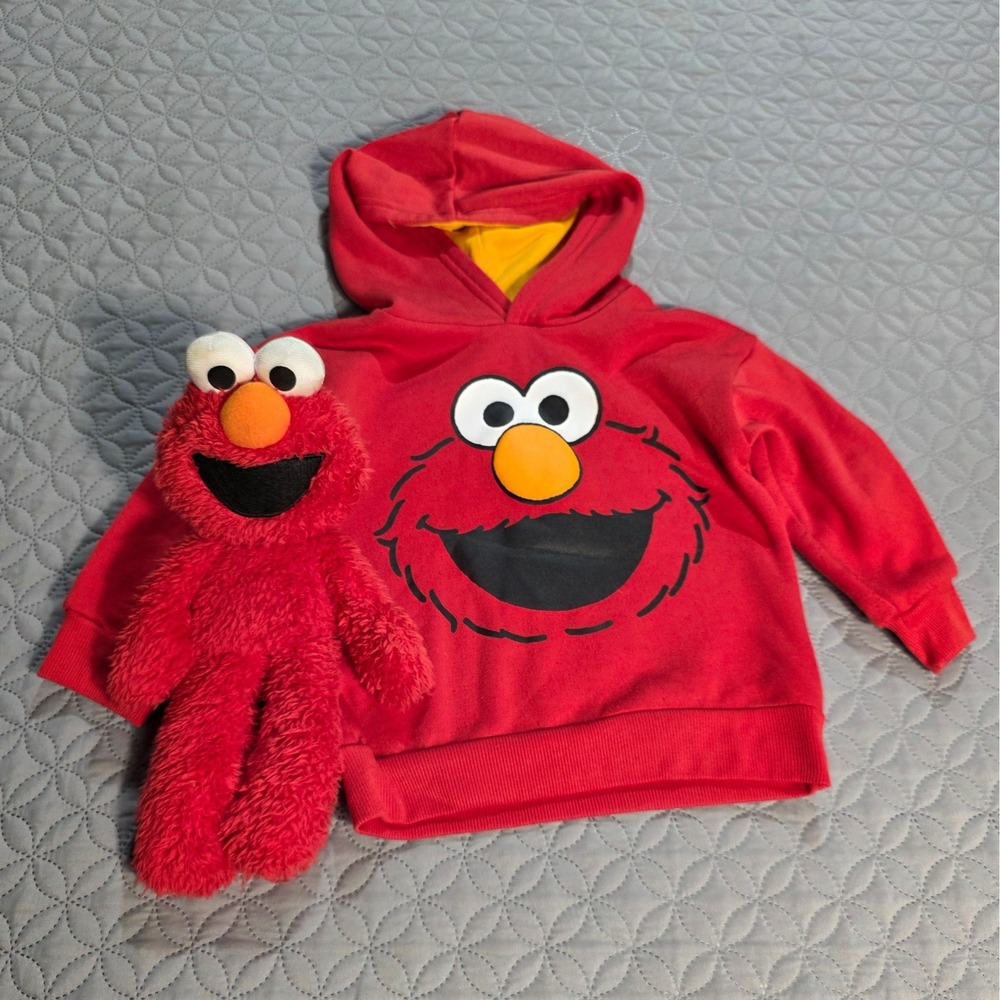 Sesame‎ Street Elmo Red Graphic Fleece Pullover Hoodie Kids Size 2T/ElmoPlush - Picture 2 of 9